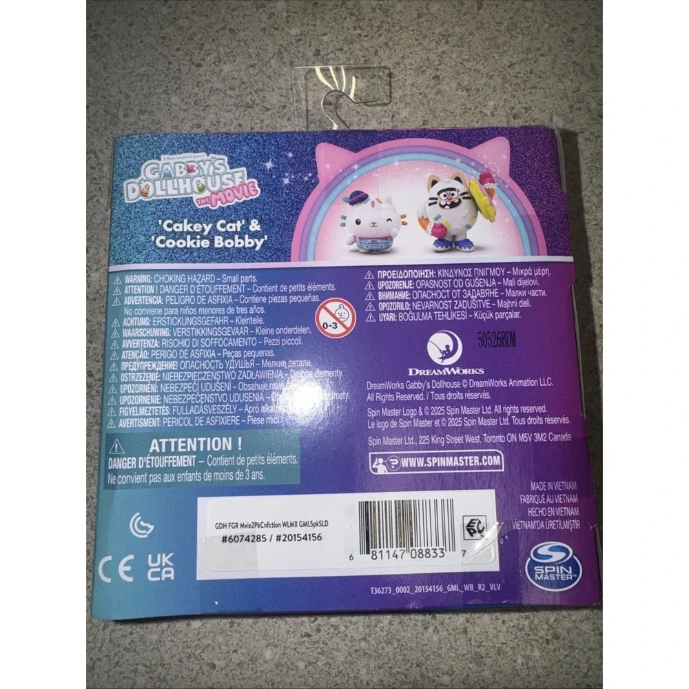 Gabby's Dollhouse The Movie Cakey Cat & Cookie Bobby Toy Figures New In Package